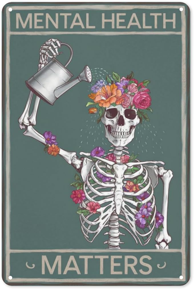 Health Wellness Mental Health - Gothic Wellness Tin Sign 8X12IN Edgy