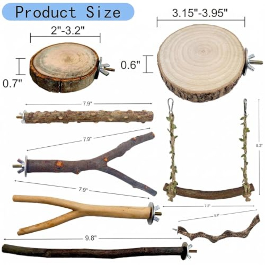 8PCS natural wood bird perches - огляд і ціна Health & Wellness Japan