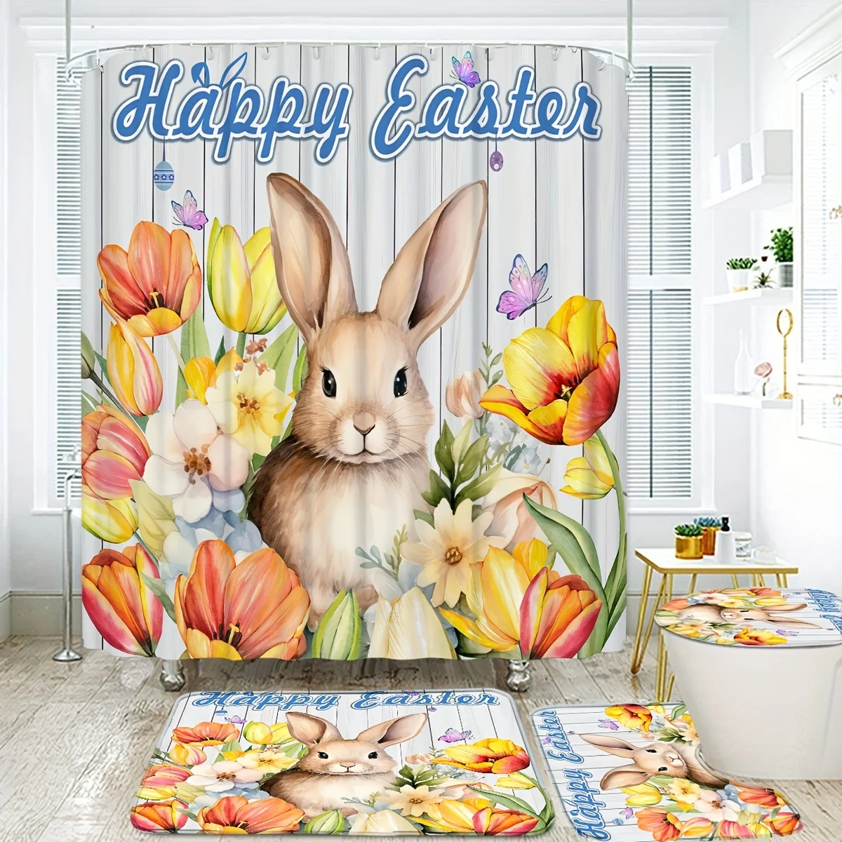 4pcs Cute Rabbit Easter Patter - огляд і ціна Bamboo Bath Mat